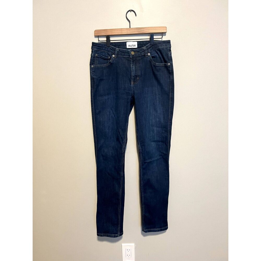 DU/ER Performance Denim Mid Rise Slim Straight in Dark Stone Women's Size 30x32 - Picture 5 of 14